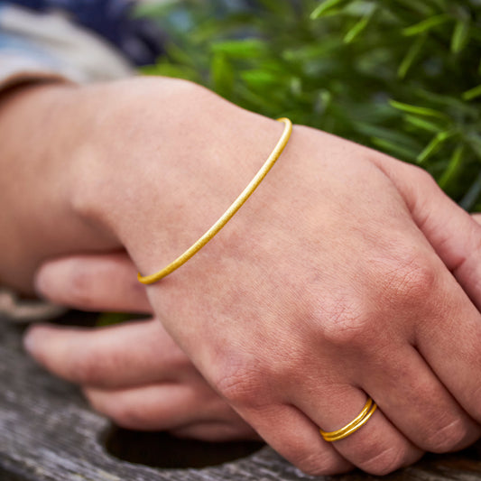 18ct Gold Vermeil Slender Stacked Frosted Bangle