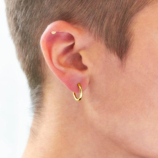 18ct Gold Vermeil Huggie Stacking Hoop Dimpled Earrings