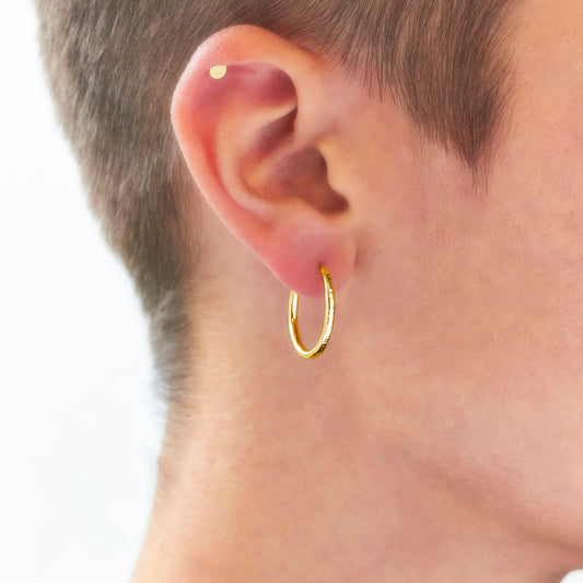 18ct Gold Vermeil Mini Stacking Hoop Hammered Lines Earrings