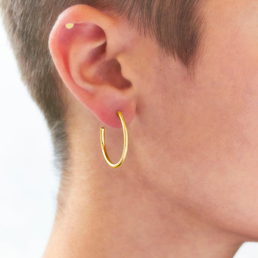 18ct Gold Vermeil Midi Stacking Hoop Frosted Earrings