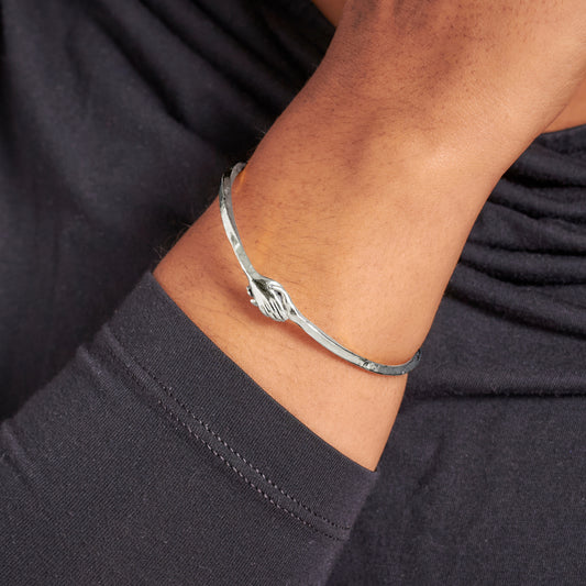 Silver Clasped Hands Bangle by Emma White