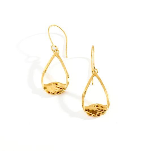 18ct Gold Vermeil Small Teardrop Clasped Hook Earrings by Emma White