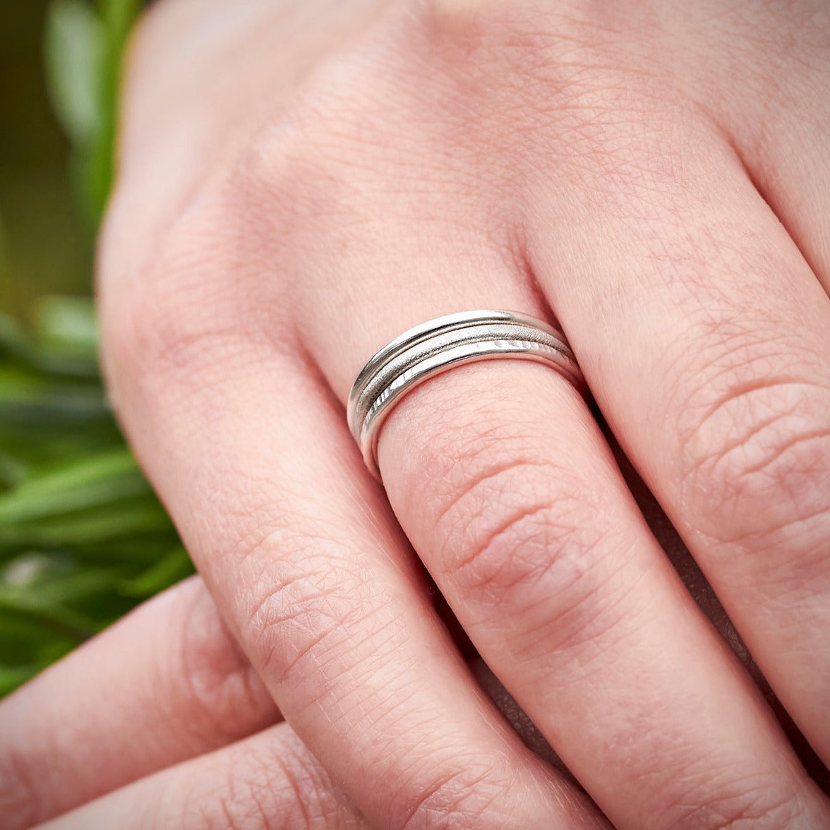 Slender Frosted Stacking Ring by Emma White