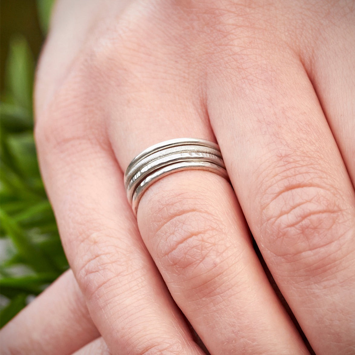 Slender Frosted Stacking Ring by Emma White