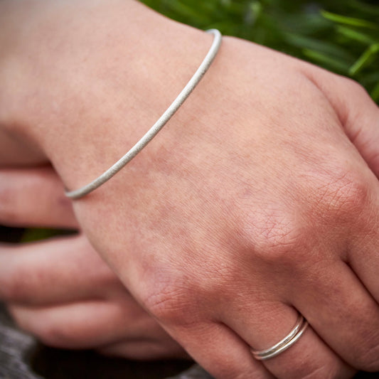 Slender Stacked Frosted Bangle by Emma White