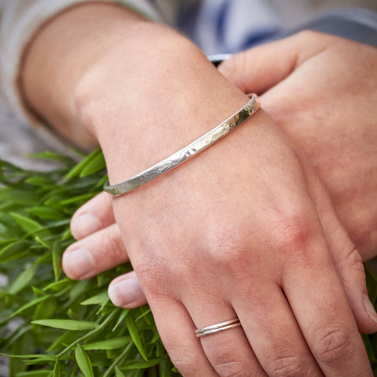 Sturdy Stacked Dimpled Bangle by Emma White