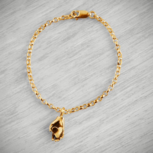 Gold Vermeil Tiny Heart in Hand Bracelet by Emma White