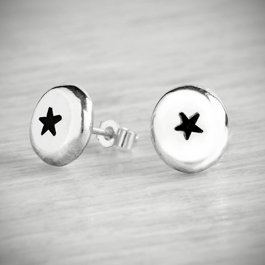 Silver Star Pebble Studs by Emma White