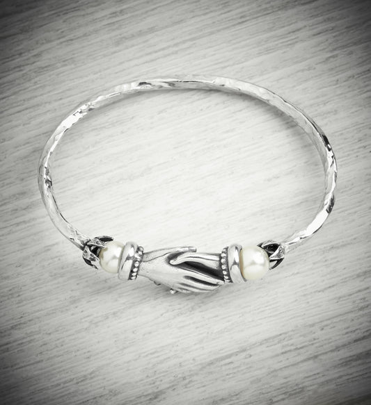 Clasped Hands Bangle by Emma White