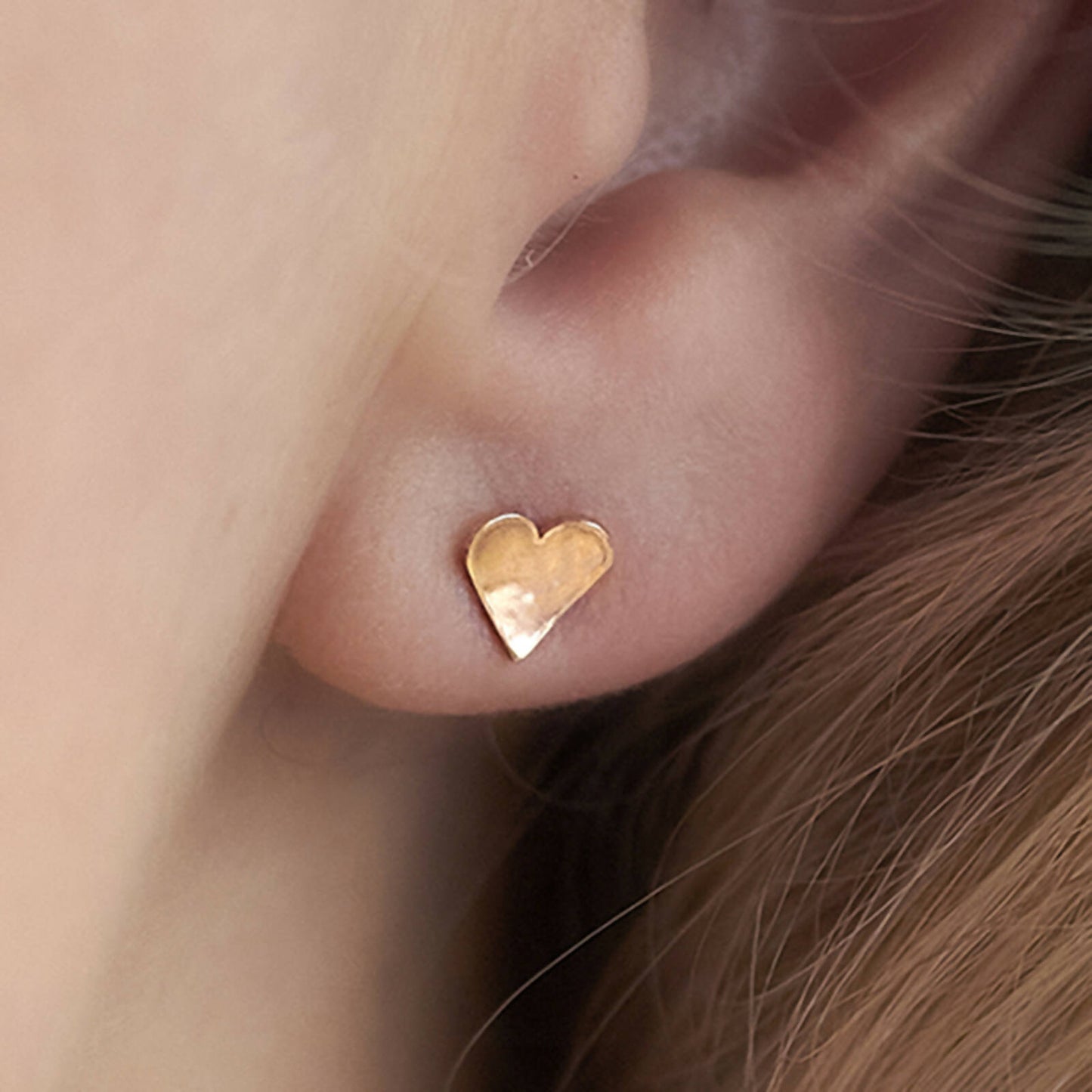 Rose Gold Heart Studs by Emma White