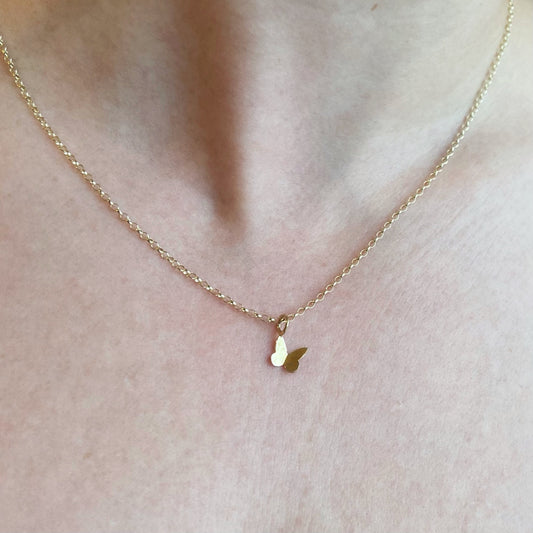 Solid Gold Tiny Butterfly Necklace by Emma White