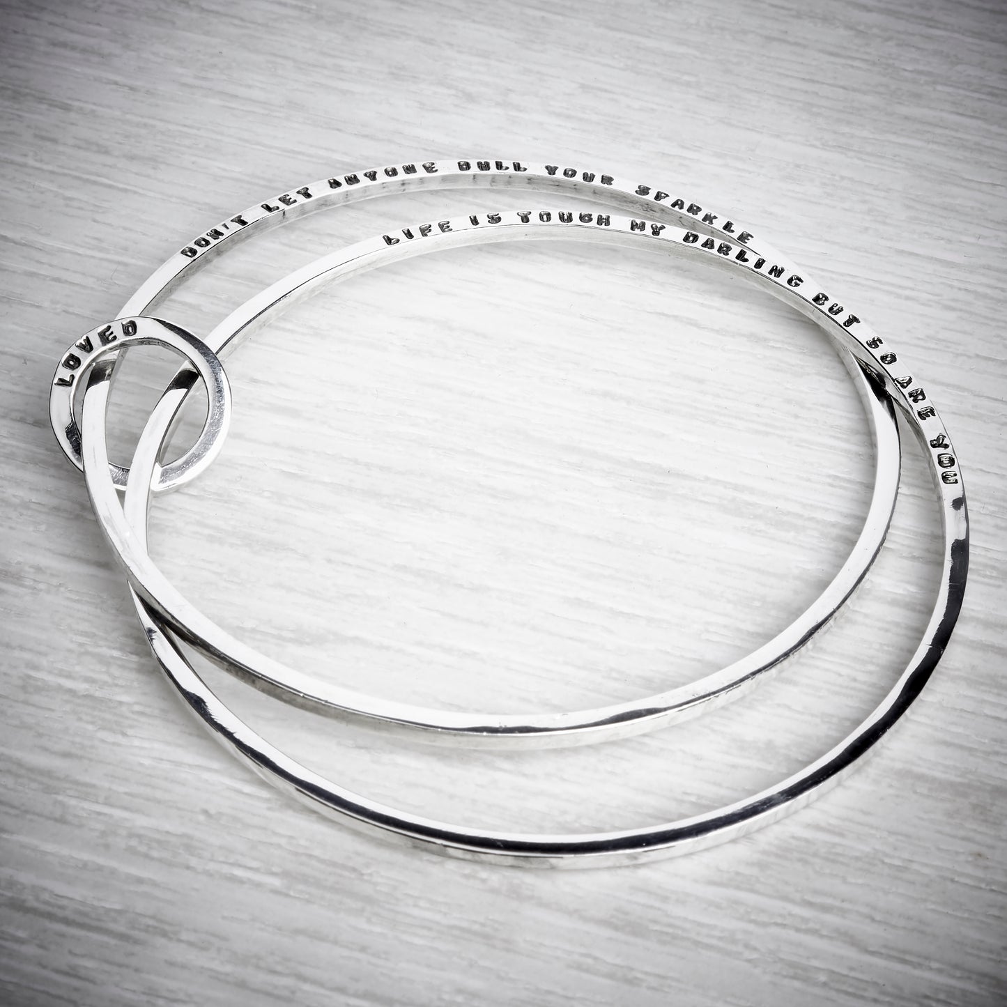 Silver Personalised Double Bangle by Emma White