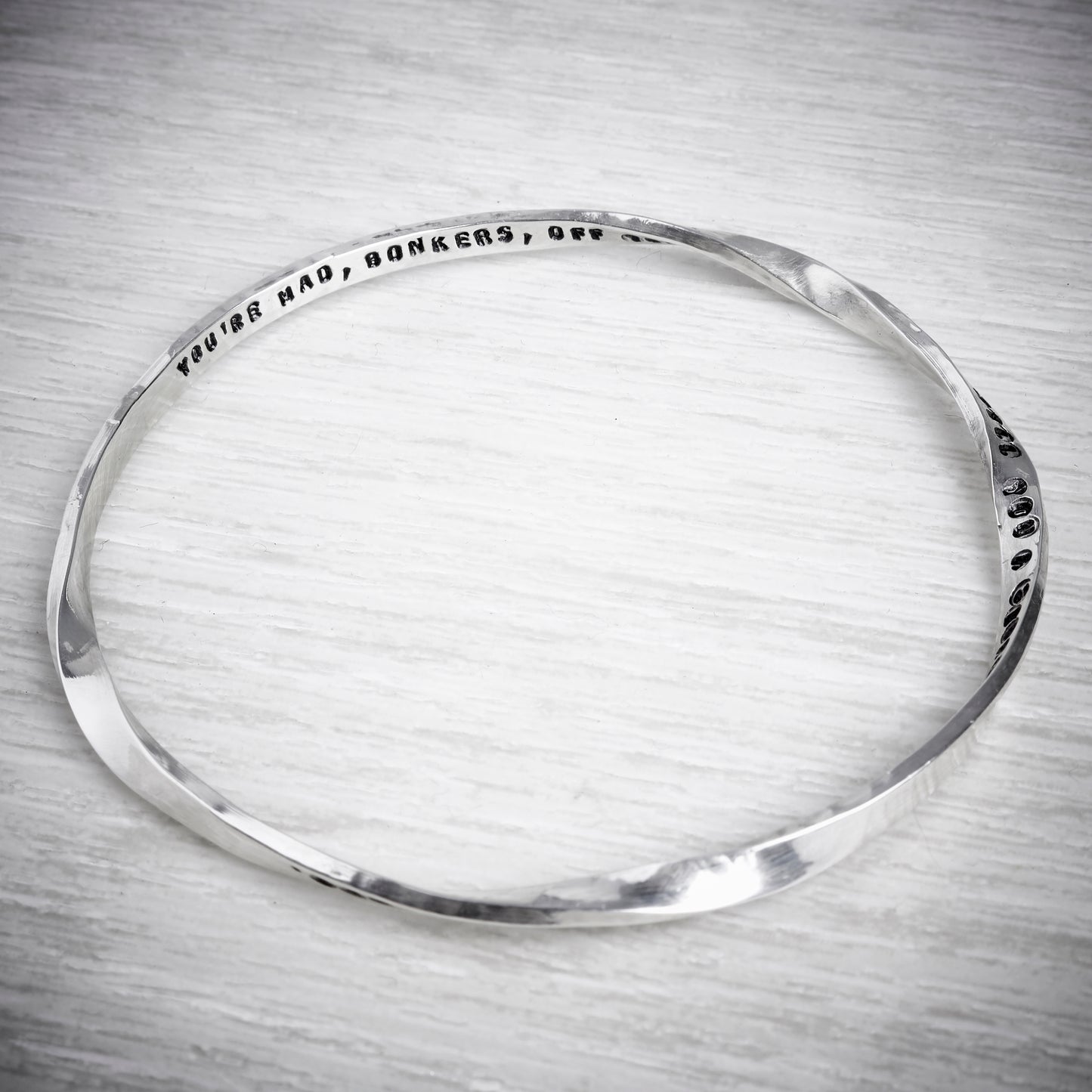 Twisted Tales Personalised Silver Bangle by Emma White