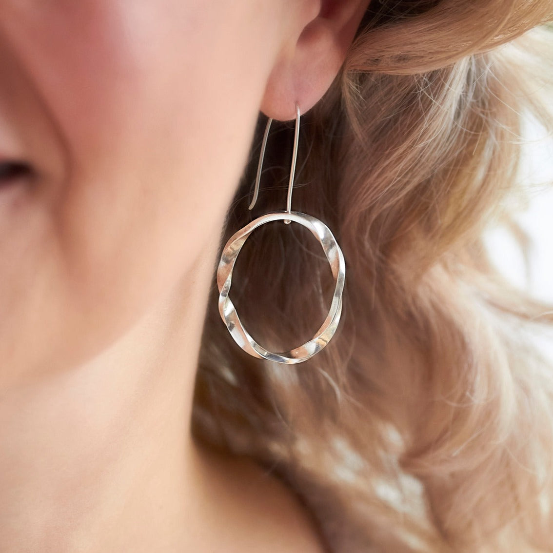 Twisted Circle Hook Earrings By Emma White