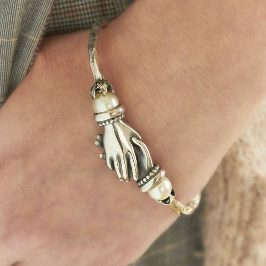 Clasped Hands Bangle by Emma White