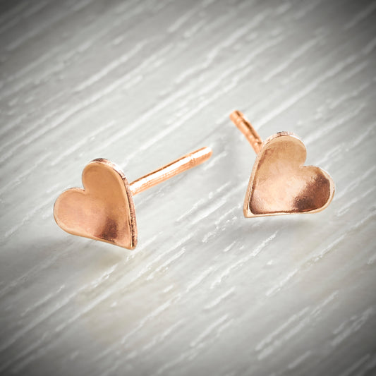 Rose Gold Heart Studs by Emma White