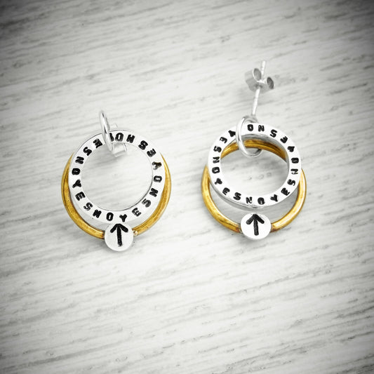 The YES/NO Spinning Stud Earrings by Emma White