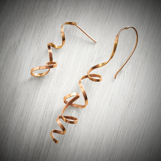 Rose Gold Asymmetric Earrings By Emma White
