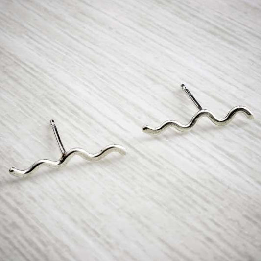 Little Wiggle Silver Handmade Stud Earrings by Alice Chandler. Image property of of THE JEWELLERY MAKERS-0