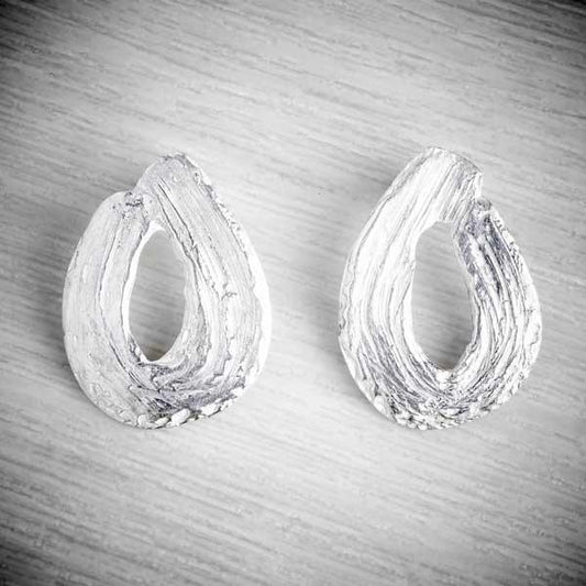 Silver Clay Rounded Brushstroke Earrings by Becca Macdonald for THE JEWELLERY MAKERS-0