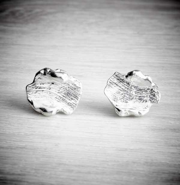 Silver smudged stud earrings by Becca Macdonald, sold and photographed by THE JEWELLERY MAKERS-0