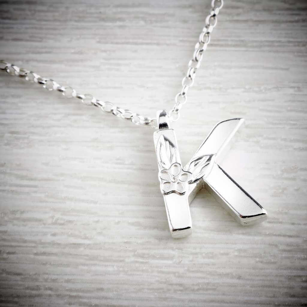 Silver Letter K Necklace, made by Elin Mair, Image property of THE JEWELLERY MAKERS-0
