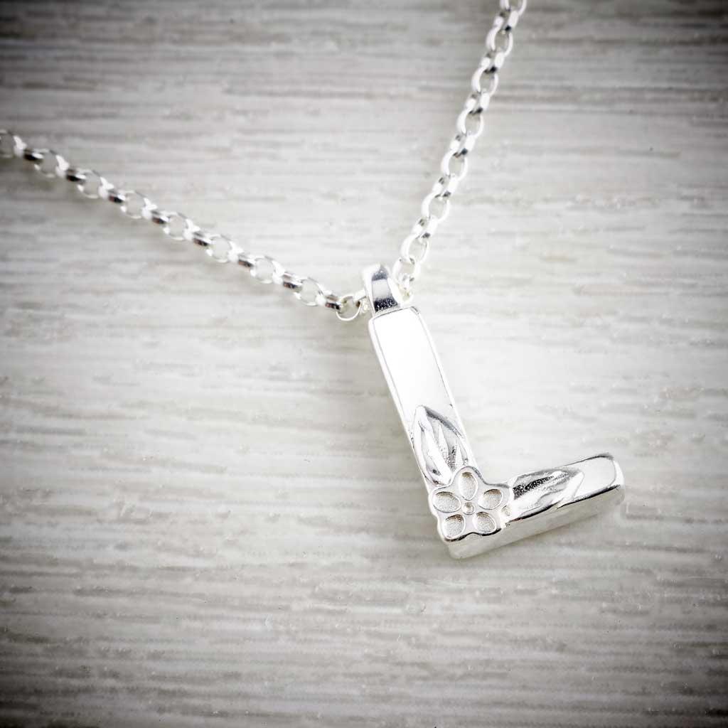 Silver Letter L Necklace, made by Elin Mair, Image property of THE JEWELLERY MAKERS-0