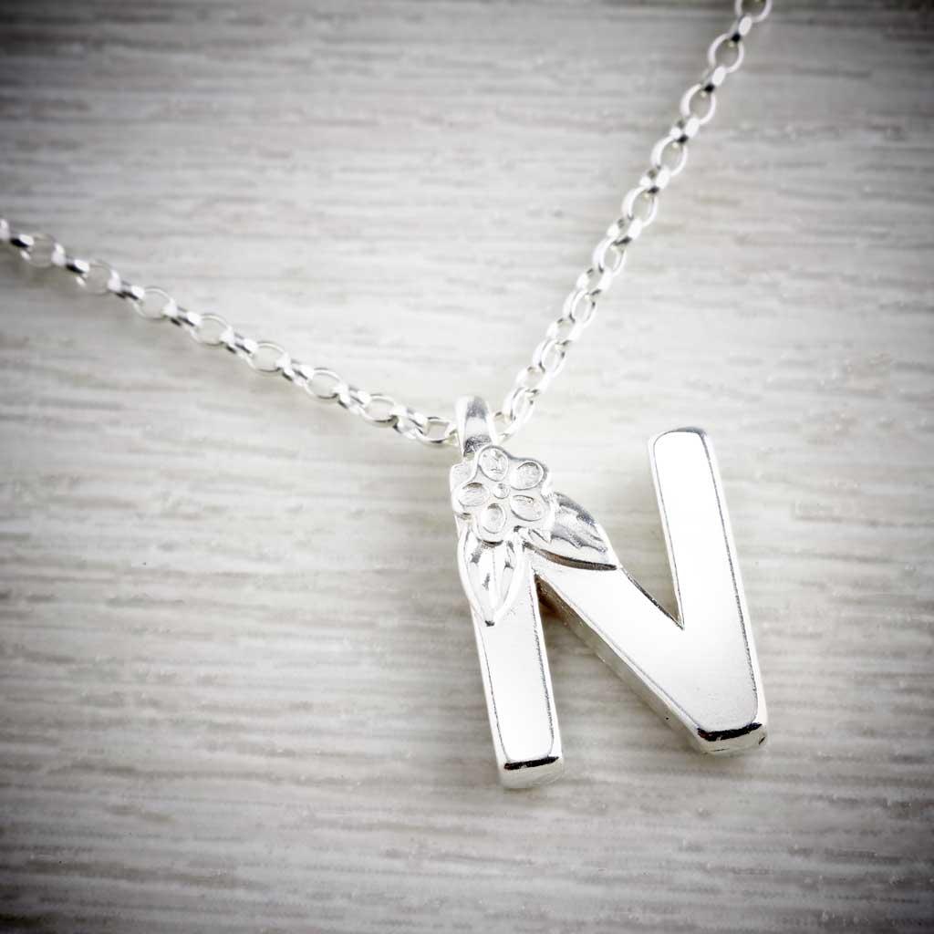 Silver Letter N Necklace, made by Elin Mair, Image property of THE JEWELLERY MAKERS-0
