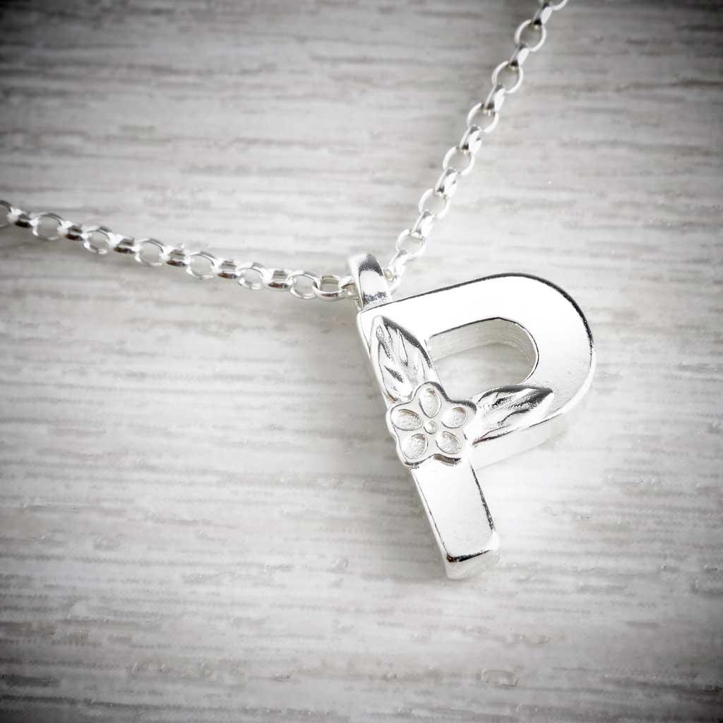 Silver Letter P Necklace, made by Elin Mair, Image property of THE JEWELLERY MAKERS-0