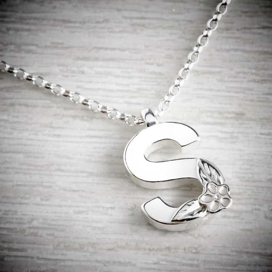 Silver Letter S Necklace, made by Elin Mair, Image property of THE JEWELLERY MAKERS-0