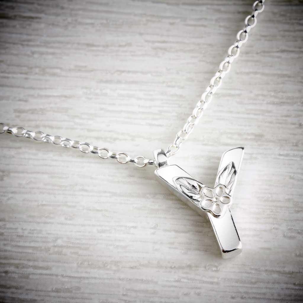 Silver Letter Y Necklace, made by Elin Mair, Image property of THE JEWELLERY MAKERS-0