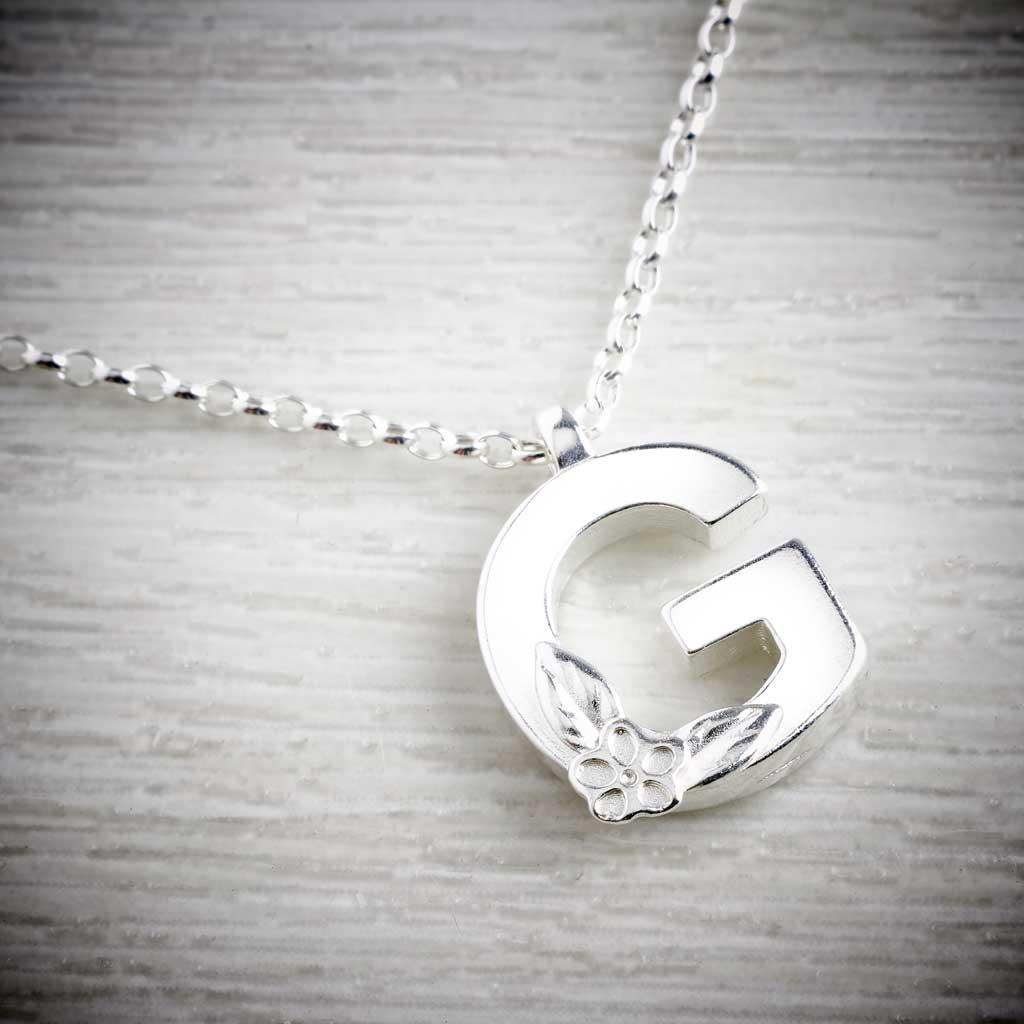 Silver Letter G Necklace, made by Elin Mair, Image property of THE JEWELLERY MAKERS-0