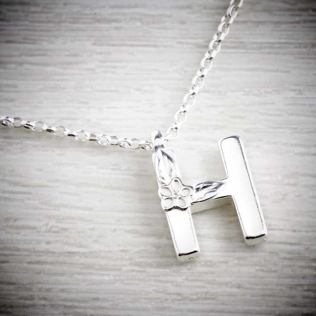 Silver Letter H Necklace, made by Elin Mair, Image property of THE JEWELLERY MAKERS-0