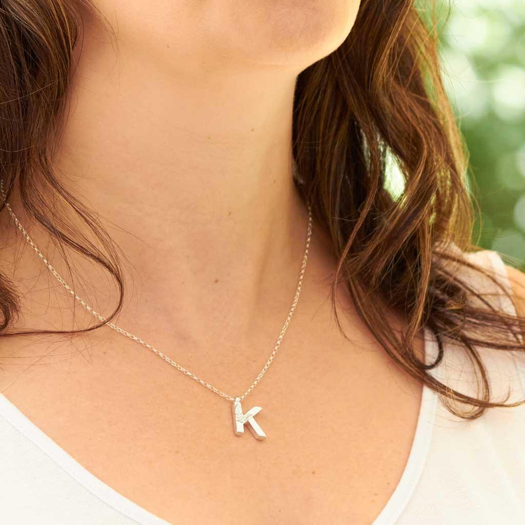 Silver Letter K Necklace, made by Elin Mair, Image property of THE JEWELLERY MAKERS-1