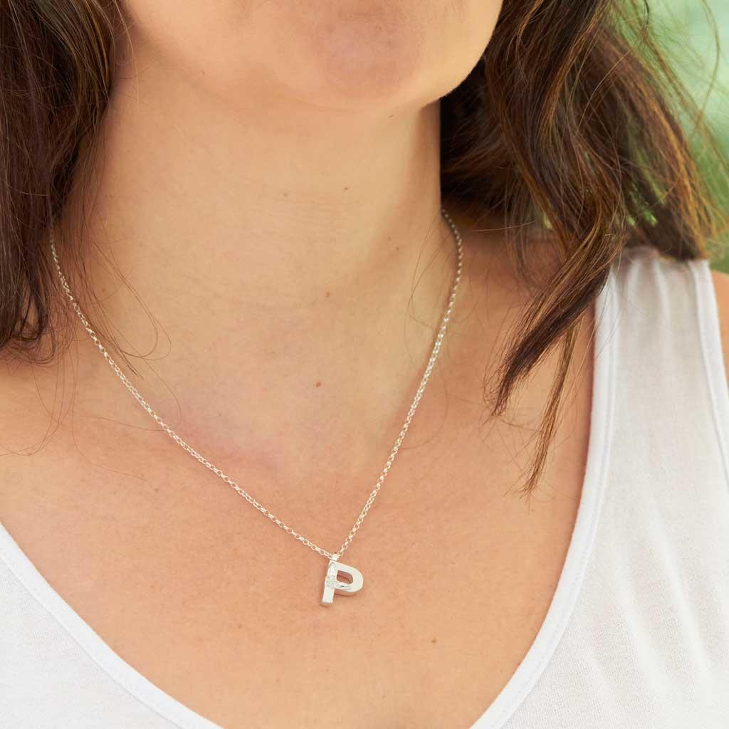 Silver Letter P Necklace, made by Elin Mair, Image property of THE JEWELLERY MAKERS-1