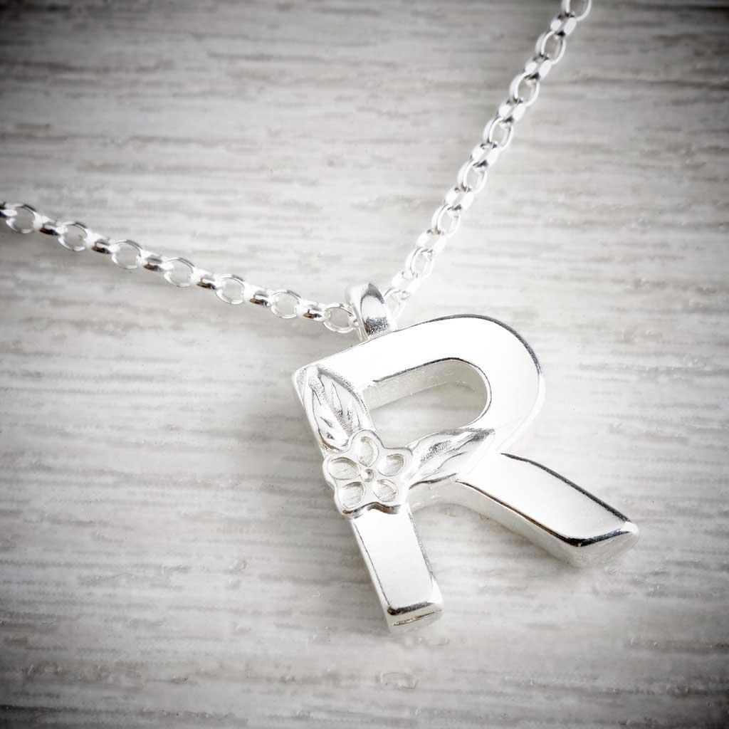 Silver Letter R Necklace, made by Elin Mair, Image property of THE JEWELLERY MAKERS-0