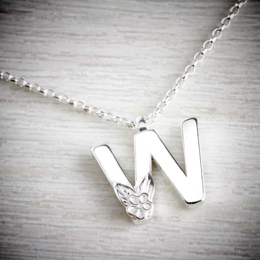 Silver Letter W Necklace, made by Elin Mair, Image property of THE JEWELLERY MAKERS-0