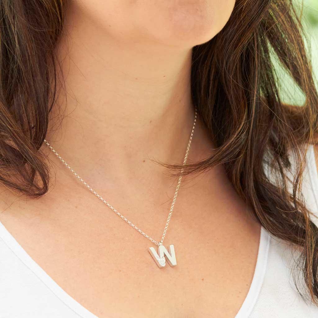 Silver Letter W Necklace, made by Elin Mair, Image property of THE JEWELLERY MAKERS-1