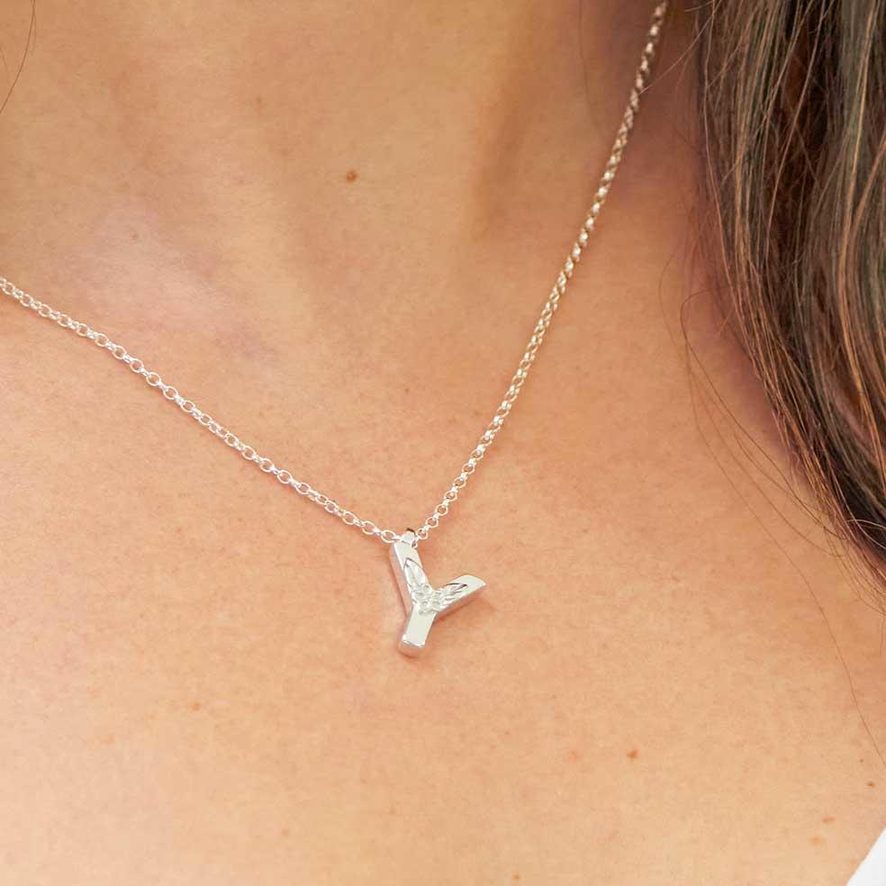 Silver Letter Y Necklace, made by Elin Mair, Image property of THE JEWELLERY MAKERS-1