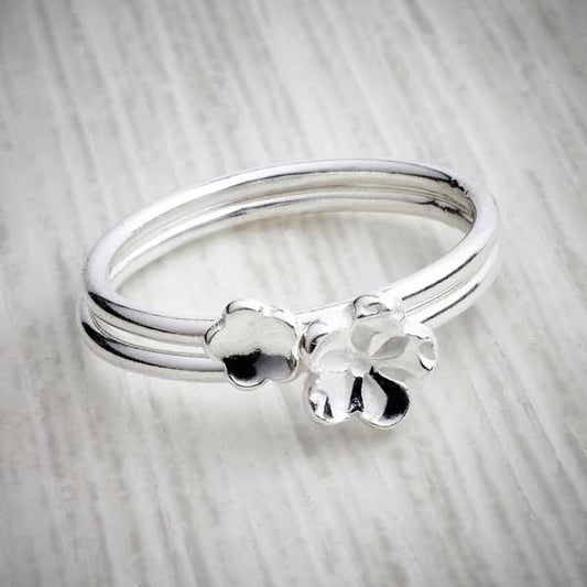Silver clay Flower stacking ring-1