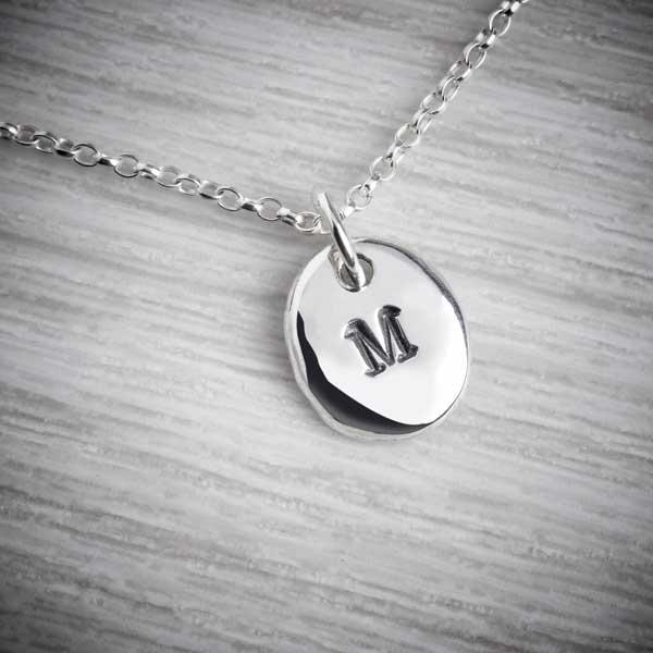 Silver Personalised Initial Necklace by Emma White-0