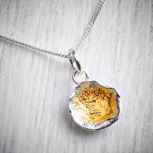 Silver and Yellow Gold Blush Oyster Cup Pendant by Fi Mehra-0