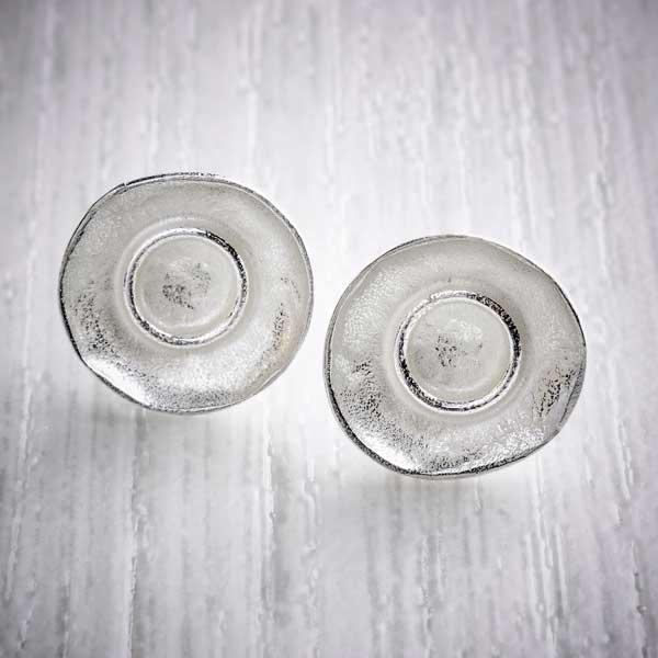Silver dimpled dish stud earrings by Fi Mehra. Image property of THE JEWELLERY MAKERS.-0