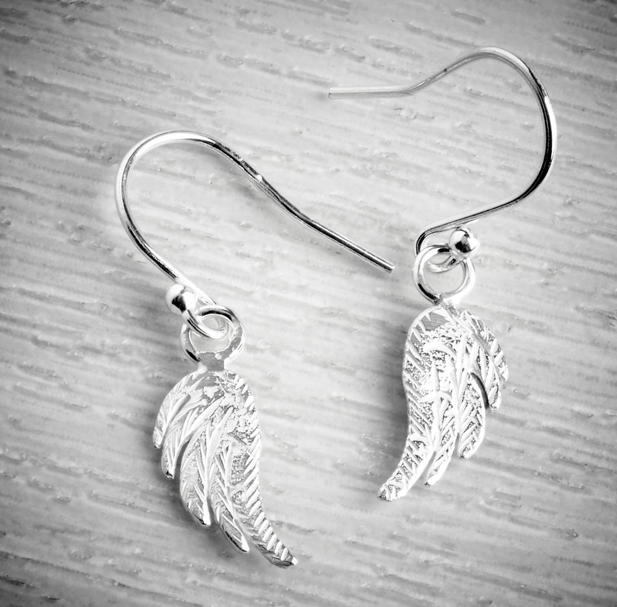 silver angel wings drop earrings by Fi Mehra, available from the jewellery makers, image property of EMMA WHITE-0