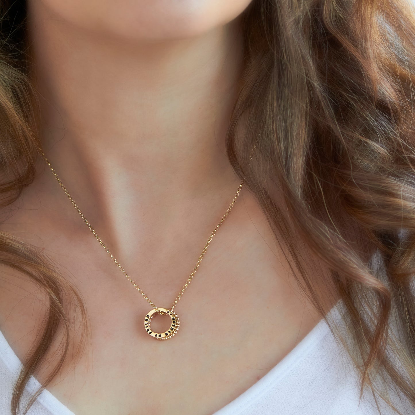 Solid Gold Personalised Circle Pendant and Bobble Loop by Emma White