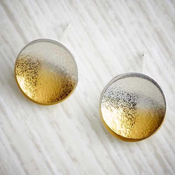 silver and gold ombre small stud earrings by Melanie Ankers, Kokkino. Image property of  THE JEWELLERY MAKERS-0