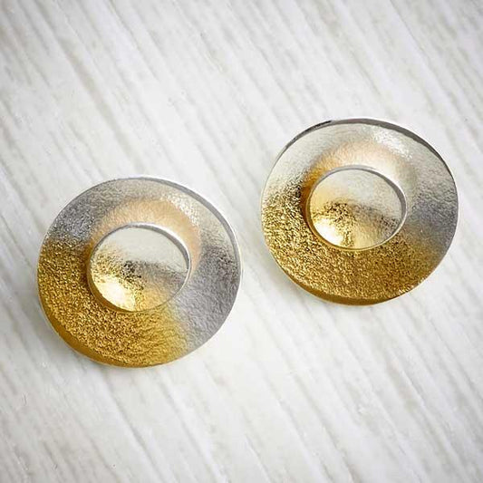 silver and gold ombre double stud earrings by Melanie Ankers, Kokkino. Image property of THE JEWELLERY MAKERS-0
