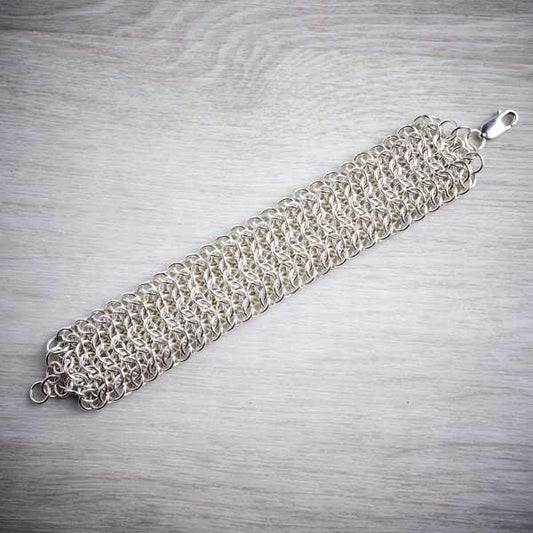 Silver Chainmaille Cuff Bracelet-1