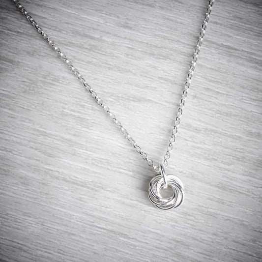 Silver Small Single Celtic Knot Necklace by Laura Brookes, wider shot-1