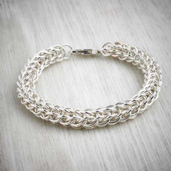 Silver Chainmaille Full Persian Bracelet by Laura Brookes-0